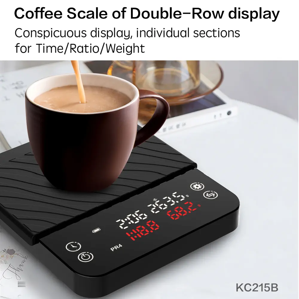 2kg 0.1g Smart Drip Coffee Scale With Timer Mini Electronic Scale Dual Digital Display Coffee Scales Kitchen Weighting Scales