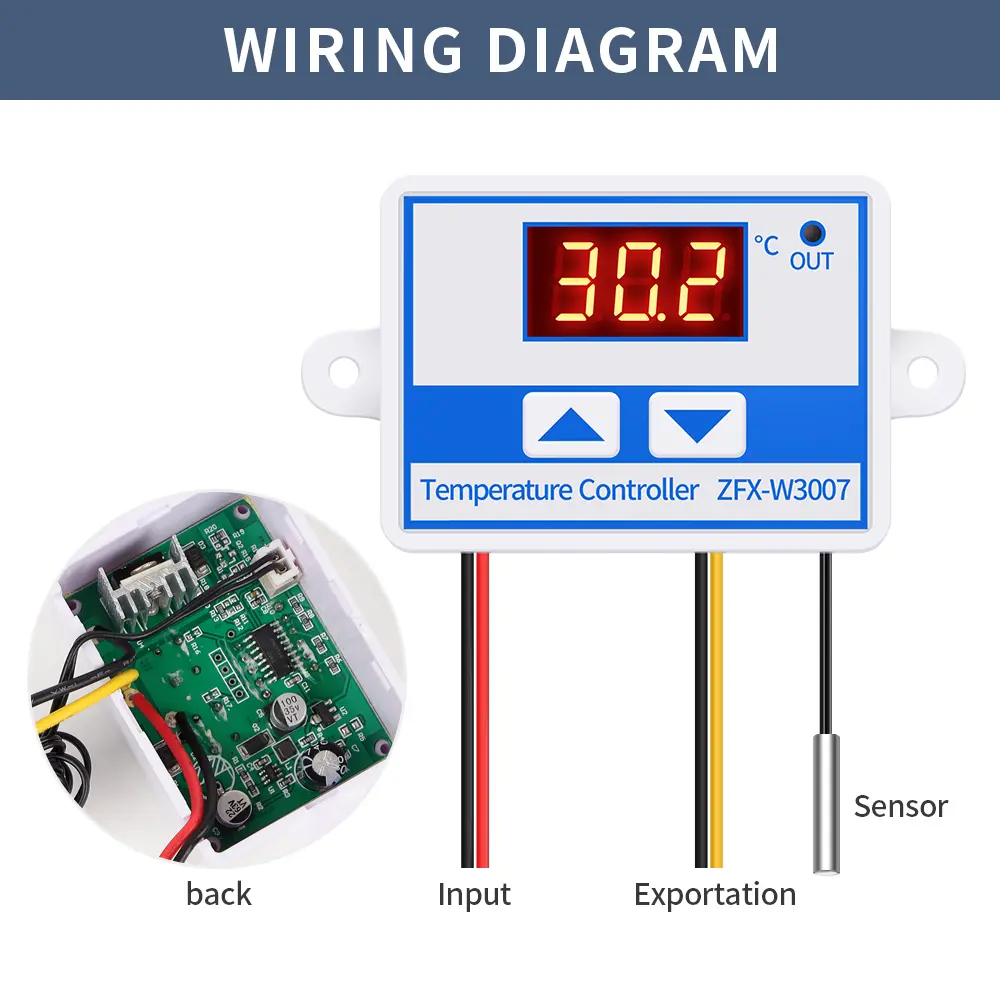 10A Digital Temperature Controller For Incubator Cooling Heating Switch LED Display Thermostat Waterproof NTC Sensor ZFX-W3007