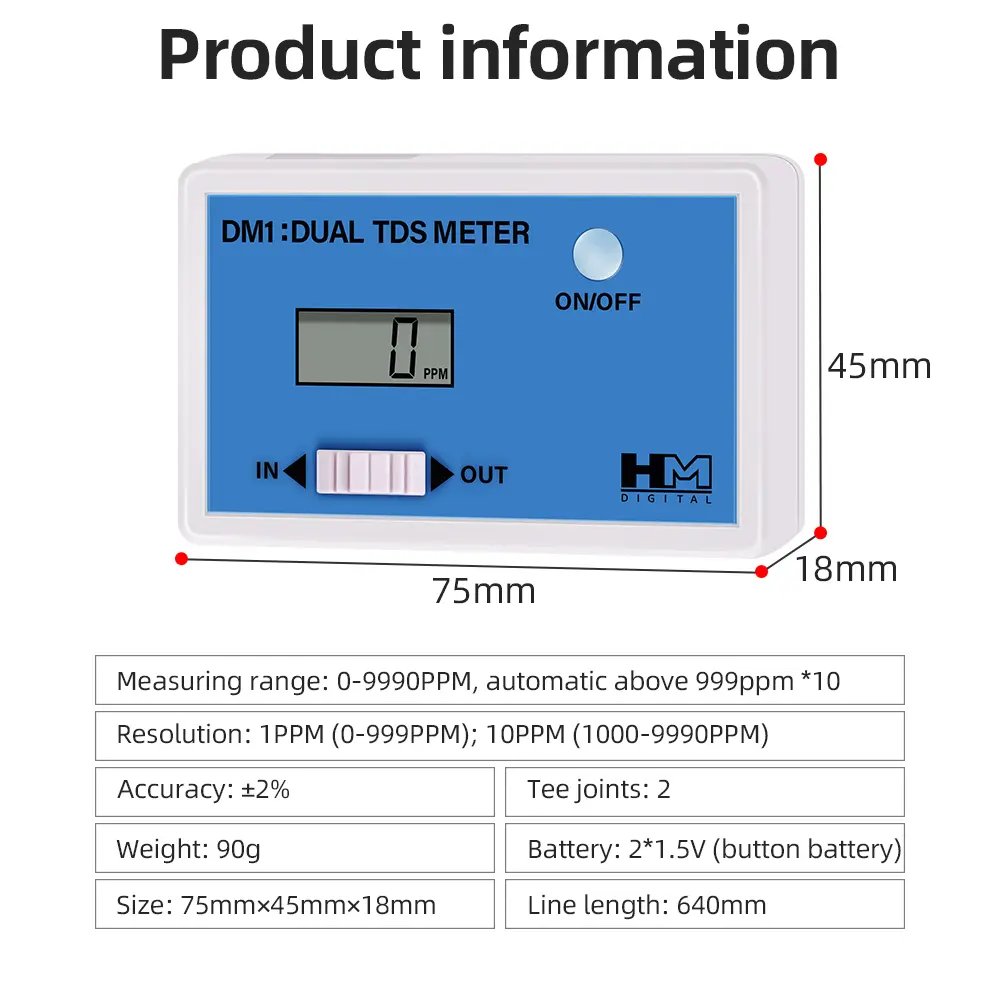 Online Digital Water Quality Tester TDS EC Meter Dual Probe TDS/EC Tester Total Dissolved Solids Monitor For Fish Tank Aquarium