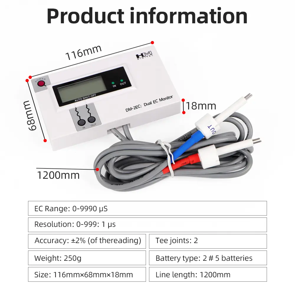 Online Digital Water Quality Tester TDS EC Meter Dual Probe TDS/EC Tester Total Dissolved Solids Monitor For Fish Tank Aquarium