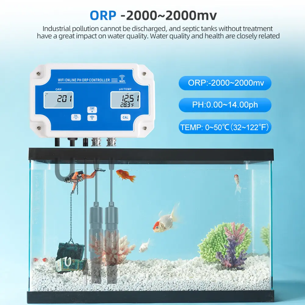 WiFi Water Quality Analyzer Temp PH ORP/Salt/EC/TDS Meter Data Logger PH Tester Smart Remote Online Monitor for Swimming Pool