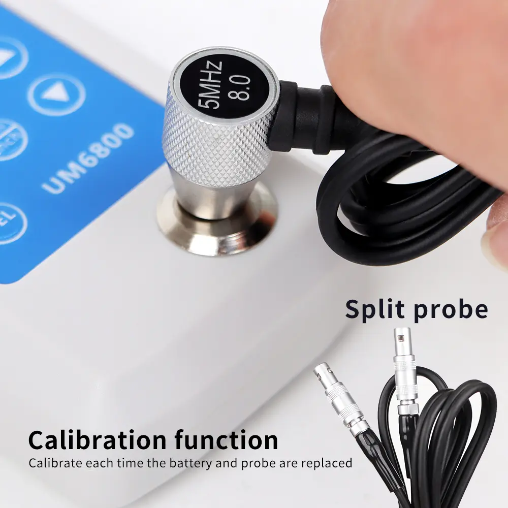 UM6800 Digital Ultrasonic Thickness Gauge 1-280 mm High Precision Probe Thickness Gauge for Metals/Plastics/Ceramics/Glass