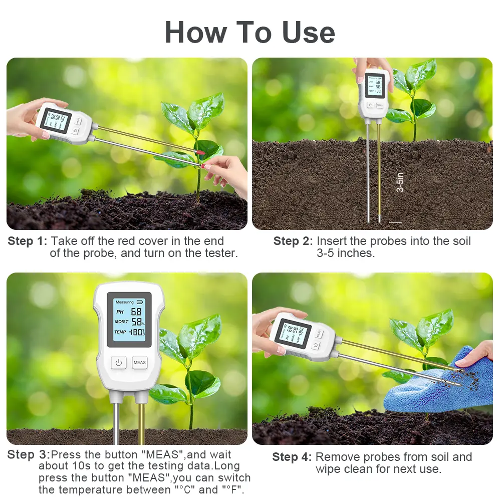 3 in 1 Soil Tester PH Ambient Temperature Humidity Test PH Meter Soil Measuring Instrument Cultivation Plant Gardening Tool