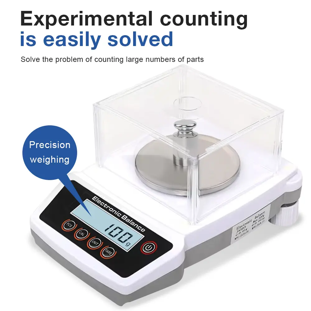 0.001g/0.01g Electronic Balance Scale with Windshield High Precision Laboratory Solid Analytical Digital Precision Balance Scale