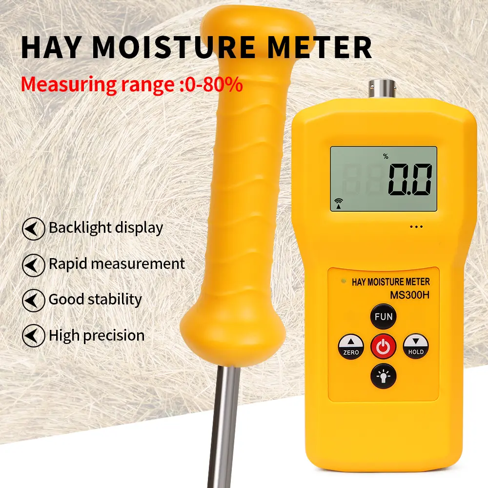 MS300H Portable Hay Moisture Meter Water Content Test for Hay Bale,Cereal Straw,Forage Grass,Leymus Chinensis Humidity Tester