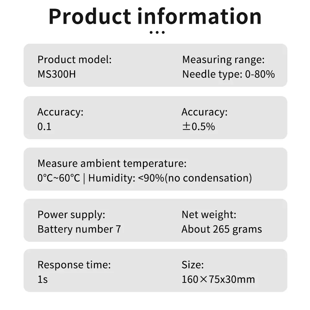 MS300H Portable Hay Moisture Meter Water Content Test for Hay Bale,Cereal Straw,Forage Grass,Leymus Chinensis Humidity Tester