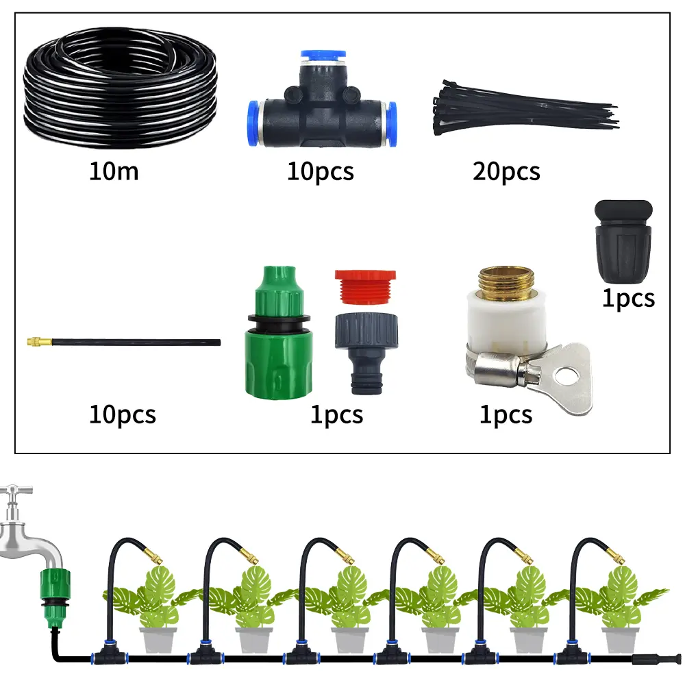 5-20M Universal Automatic Irrigation Sprinkler Kit Rotating Copper Nozzle Garden Balcony Atomization Sprinkler Watering Kits