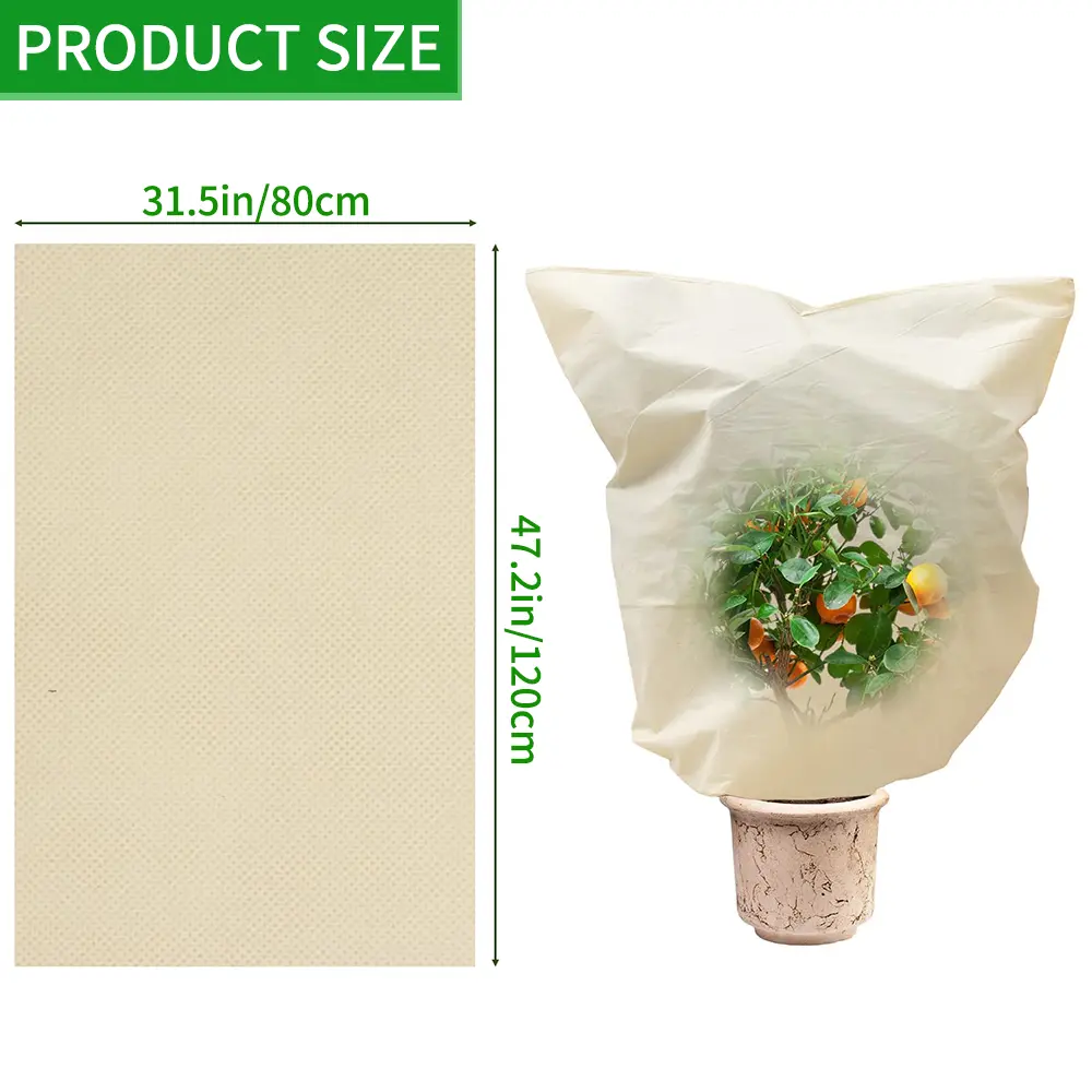 1pc 80*120cm Winter Protection Bag Against Freeze For Plant Cover Garden Plant With Zip Drawstring Breathable