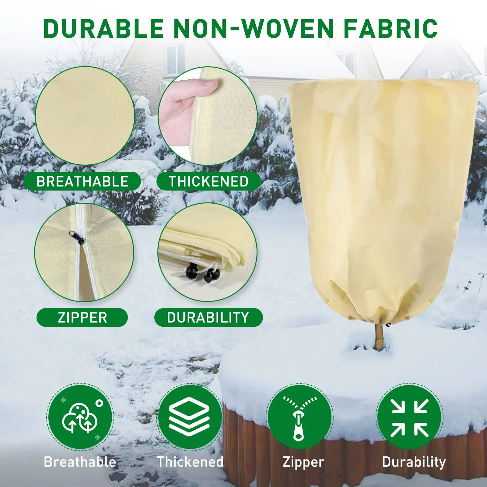 1pc 80*120cm Winter Protection Bag Against Freeze For Plant Cover Garden Plant With Zip Drawstring Breathable