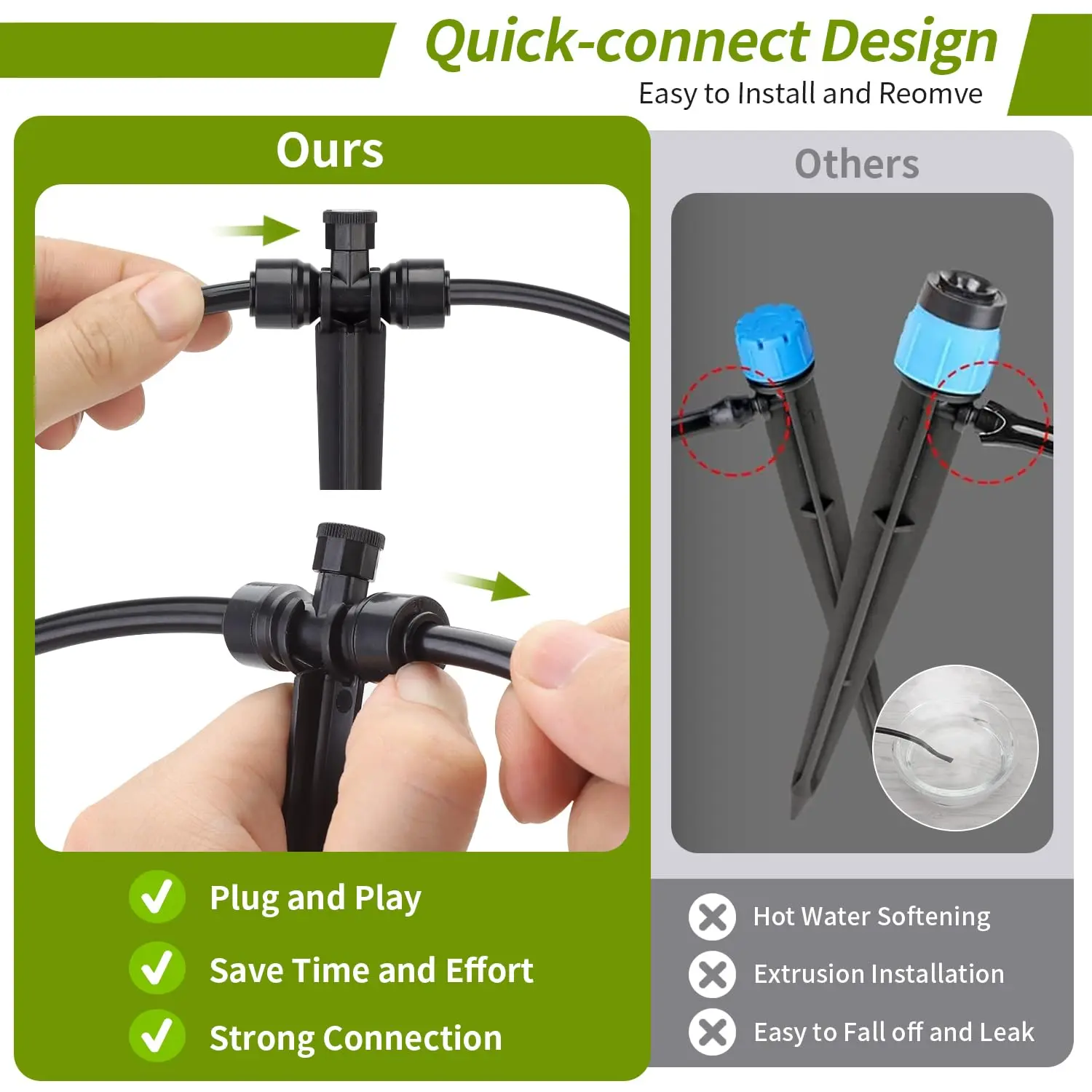 15M/50ft Drip Irrigation System Quick Connect Misting Cooling System Hanging Plant Watering System for Greenhouse Garden Patio F