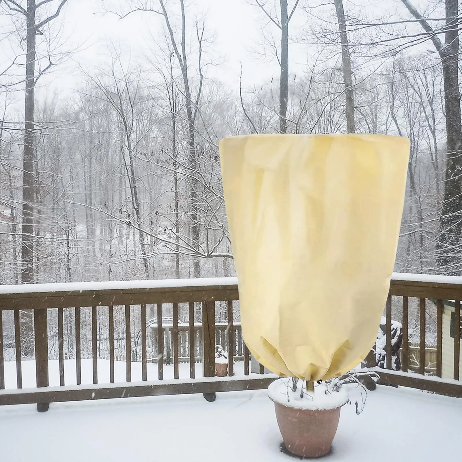 1pc 80*120cm Winter Protection Bag Against Freeze For Plant Cover Garden Plant With Zip Drawstring Breathable