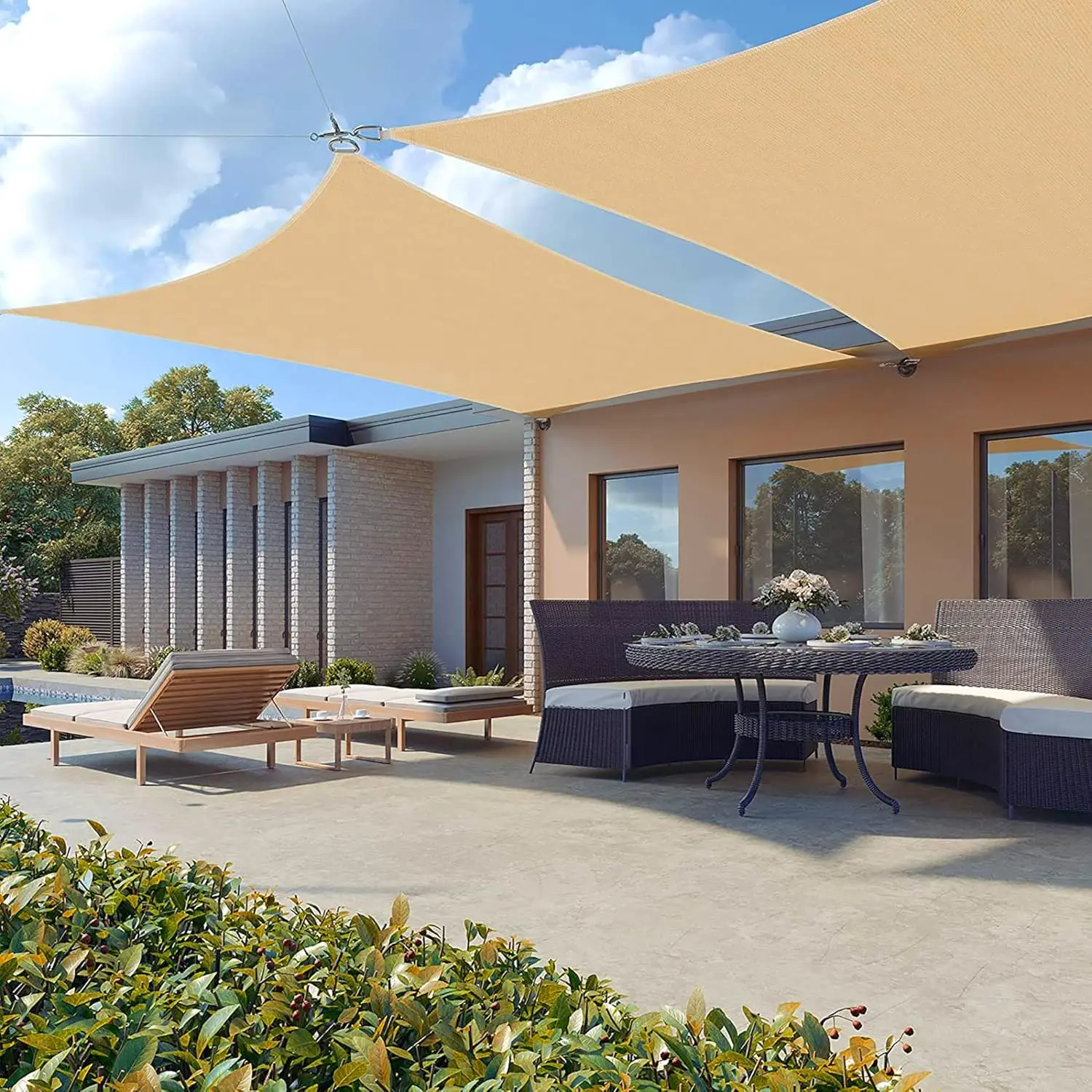 Outdoor Awnings Waterproof Sun Shade Sail Garden Canopi For Terrace Car Canvas Awning Rectangle Pool Sun-Shelter Sunshade Sail