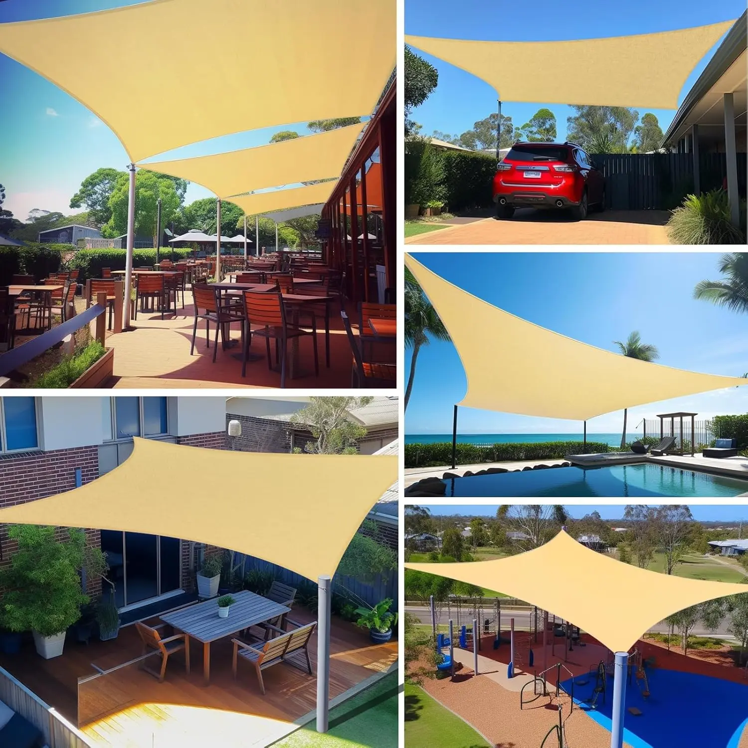 Outdoor Awnings Waterproof Sun Shade Sail Garden Canopi For Terrace Car Canvas Awning Rectangle Pool Sun-Shelter Sunshade Sail