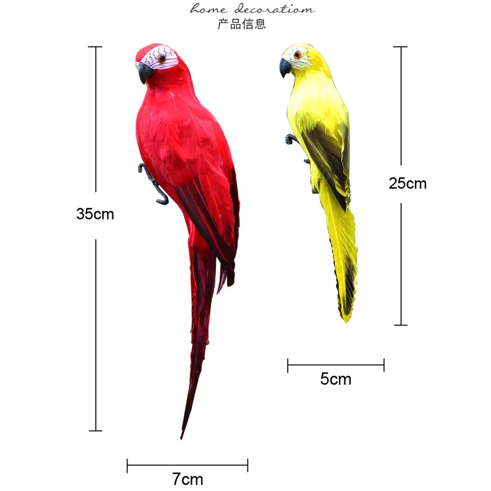 25/35cm Creative Handmade Simulation Parrot Animal Bird Garden Props Decoration Miniature Feather Lawn Doll Ornaments