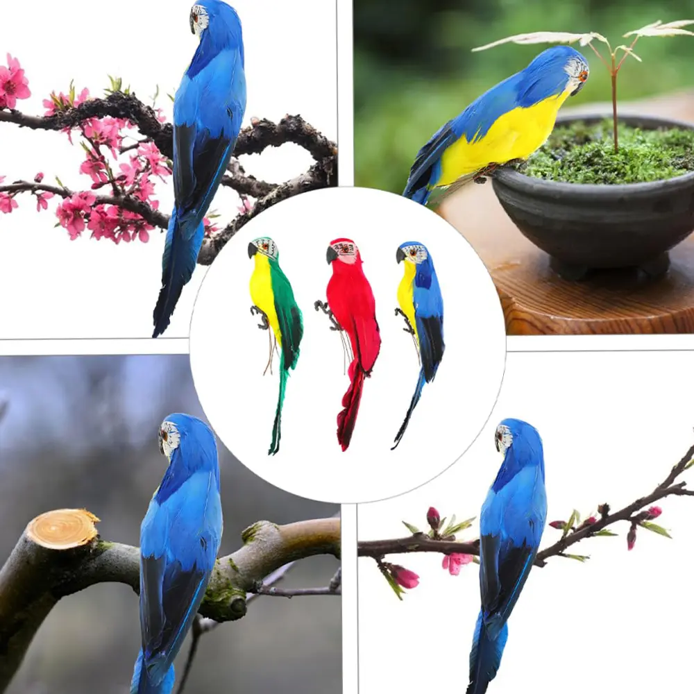 25/35cm Creative Handmade Simulation Parrot Animal Bird Garden Props Decoration Miniature Feather Lawn Doll Ornaments