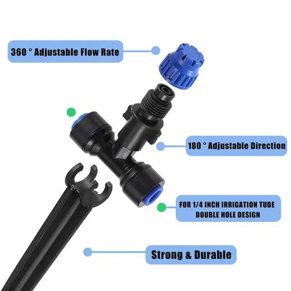 18M/59ft Greenhouse Mist Drip Irrigation Kit with 1/4" Blank Tubing Garden Plant Watering System Quick Connector Vegetable Water