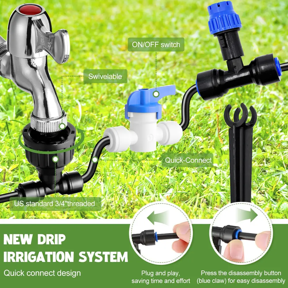 10-30M Drip Irrigation Kit, Quick Connect Garden Watering System Raised Bed Watering System Automatic Irrigation System with 1/4