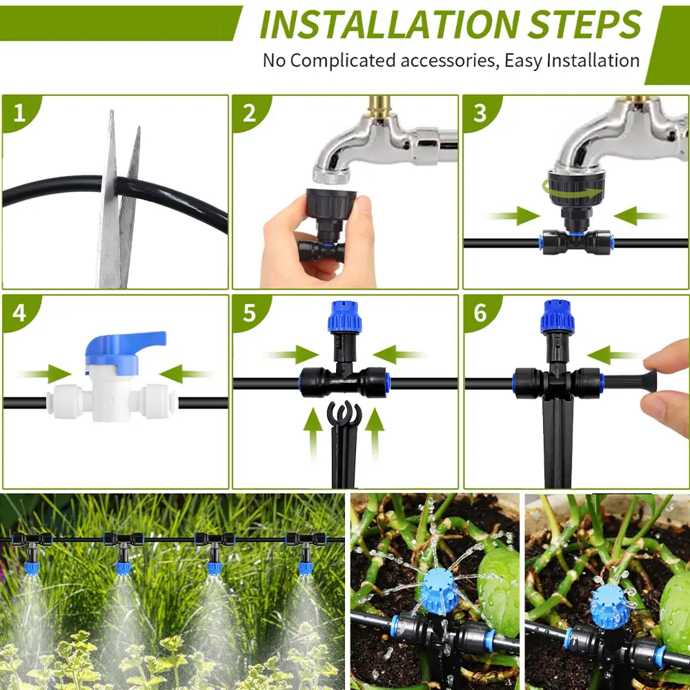 10-30M Drip Irrigation Kit, Quick Connect Garden Watering System Raised Bed Watering System Automatic Irrigation System with 1/4