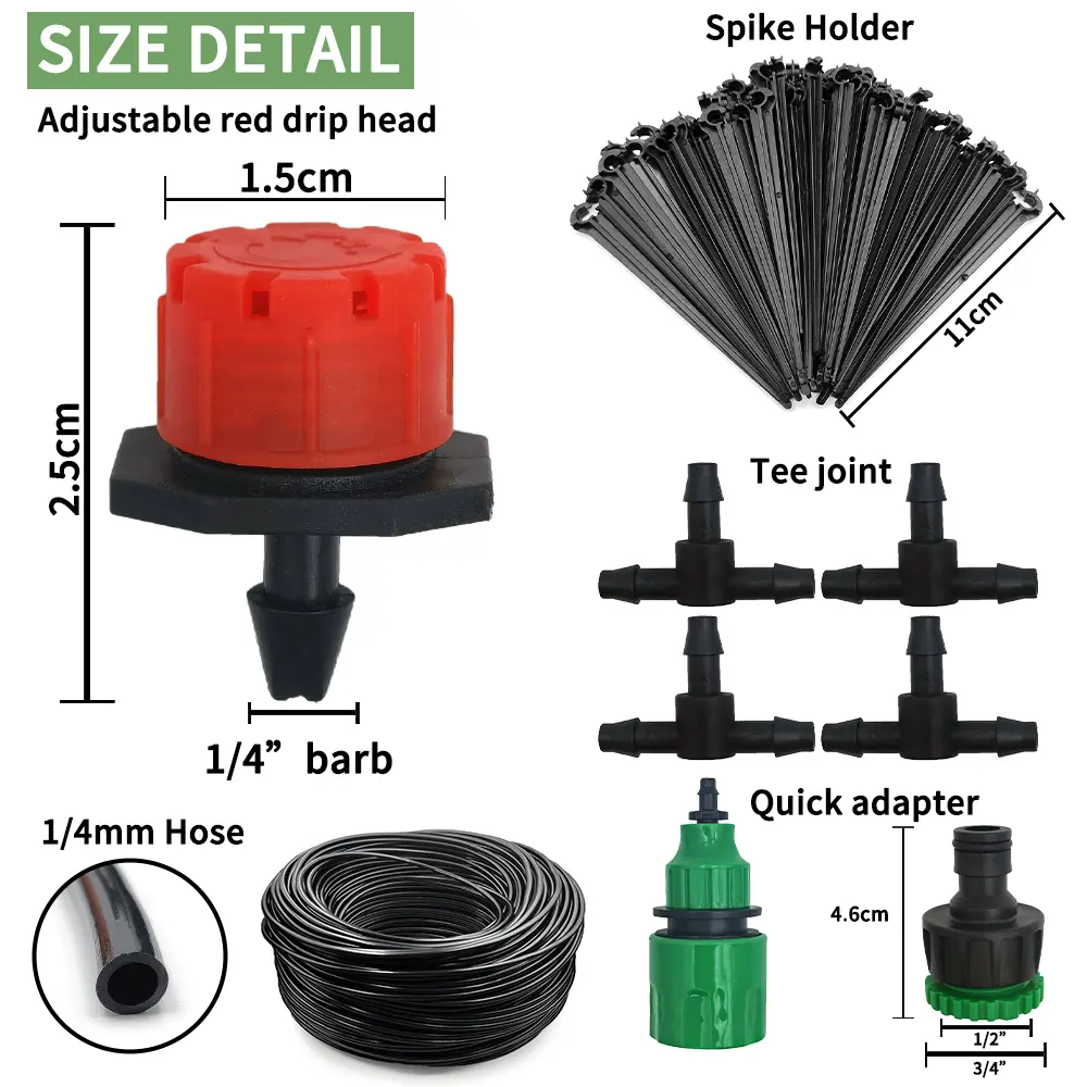 Micro Drip Irrigation System Portable 20M Automatic Watering with Adjustable Drippers Misting Watering Kits Garden Hose