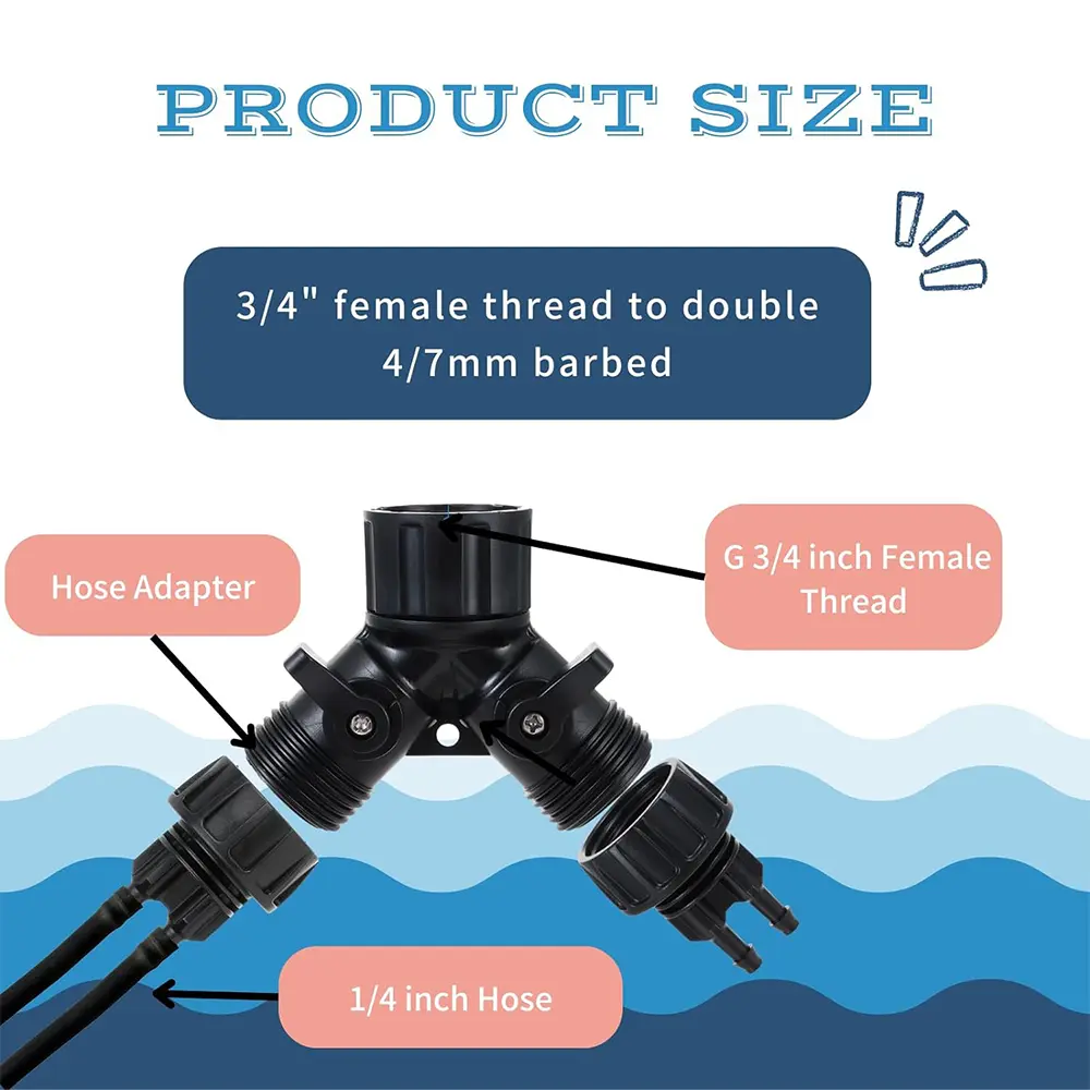 Drip Irrigation Tap Adapter 4-Way Splitter for Garden 1/4'' Hose Automatic Watering System Kit Bonsai Pot Plant Greenhouse