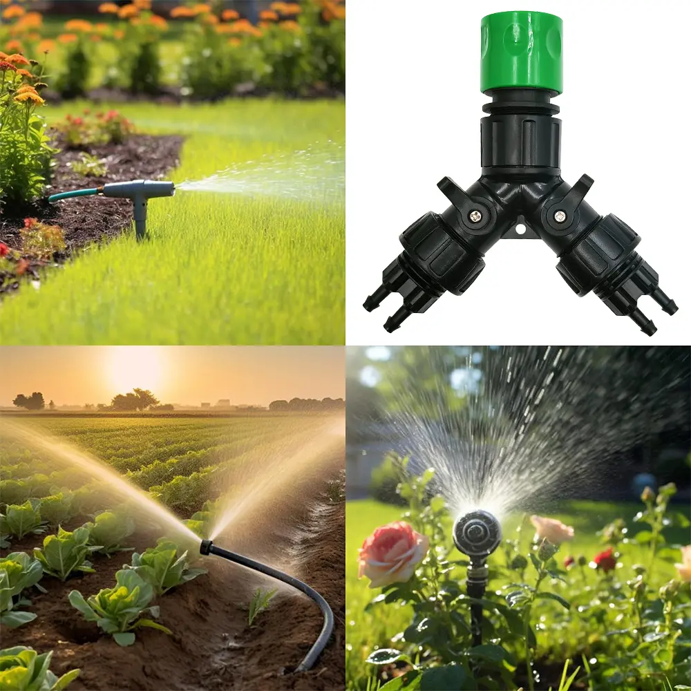 Drip Irrigation Tap Adapter 4-Way Splitter for Garden 1/4'' Hose Automatic Watering System Kit Bonsai Pot Plant Greenhouse