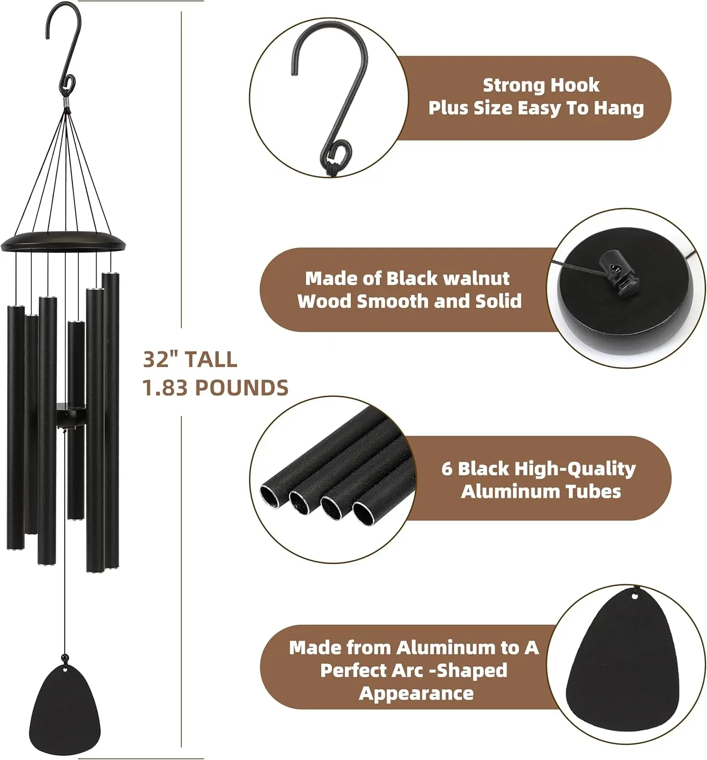 26 Inch Outdoor Wind Chimes Create an Atmosphere for Outdoor Decoration of Farmhouses Terraces Gardens Front Porch and Balconies