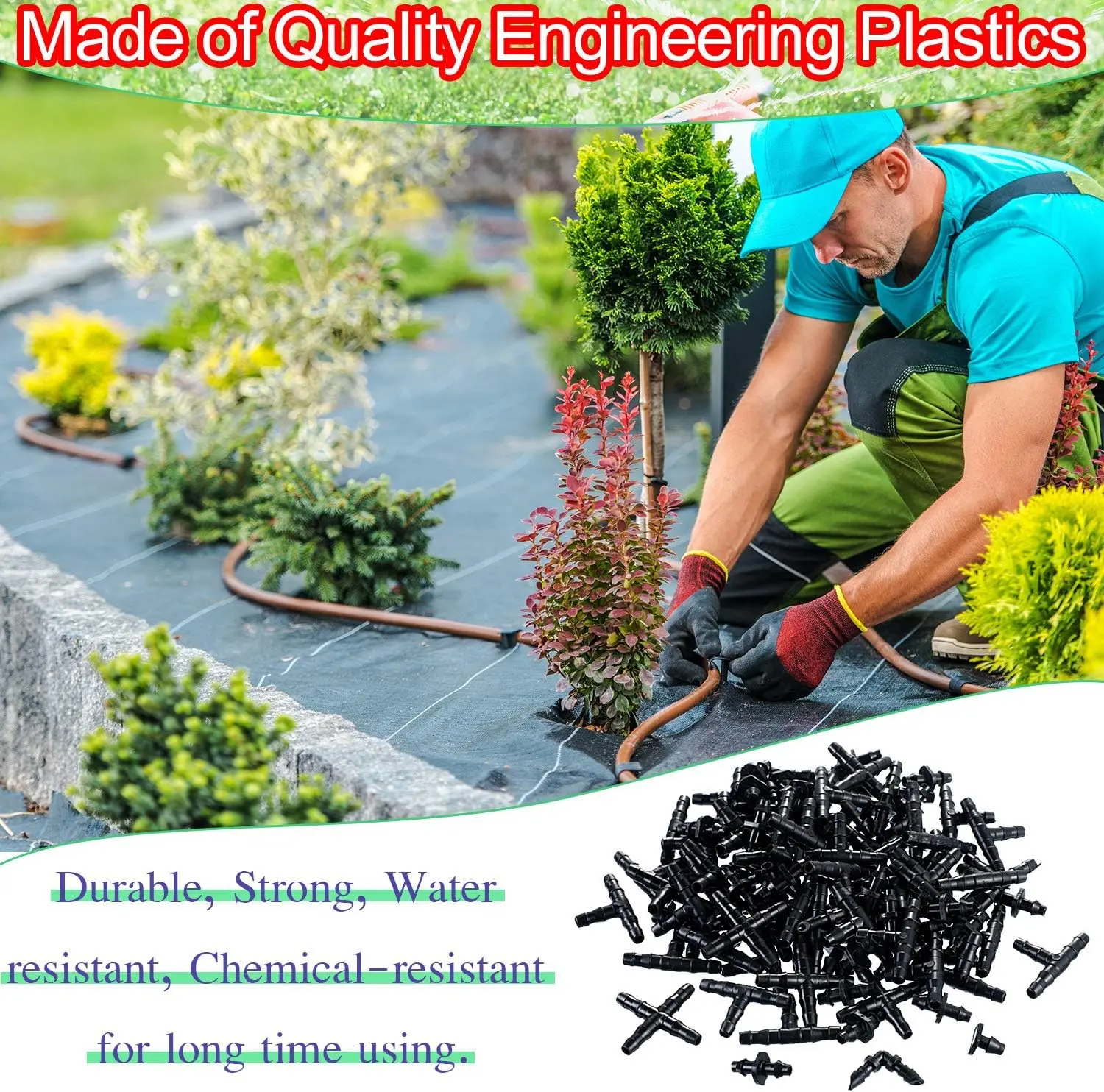 50pcs Barbed Connectors Irrigation Fittings Drip Irrigation Barbed Connectors 4/7mm Tubing Fittings for Flower Pot Garden Lawn 5