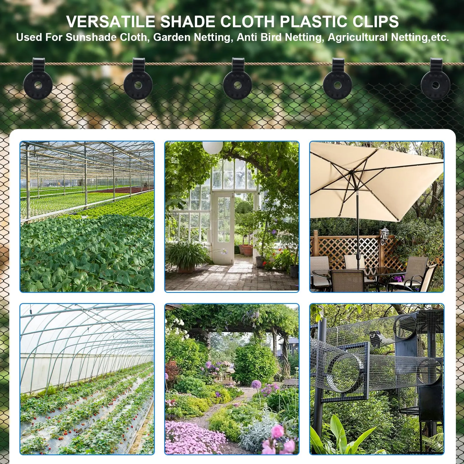50Pcs Shade Cloth Clips Shade Fabric Clamps Grommets For Net Mesh Cover Sunblock Fabric In Garden Backyard Greenhouse Fixer