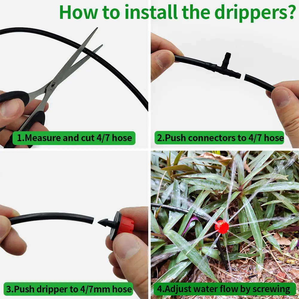 50-1000PCS 4/7mm Garden Irrigation Nozzle Adjustable Dripper Watering Sprinkler Emitter Micro Drip Balcony Yard Greenhouse Spray