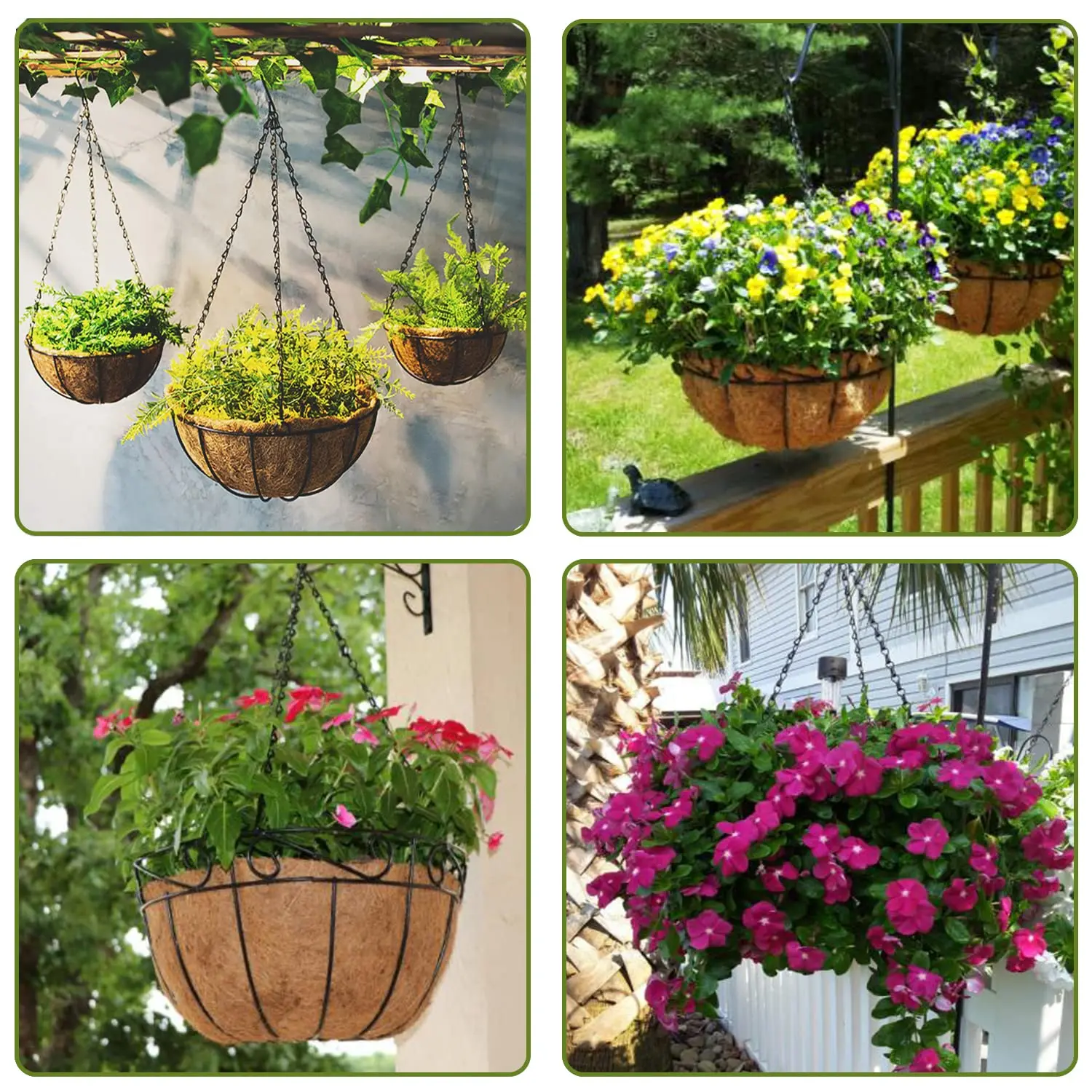 40cm Imitation Rattan Hanging Basket Flower Pot Chain With 3 Hooks Basin Hydroponic Plants Plant Grow Basin Home Garden Decor