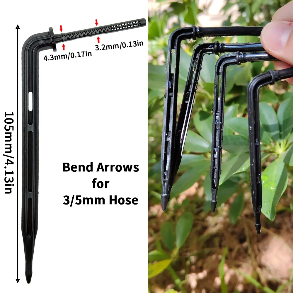 WUJIE 50PCS Bend Arrow Dripper Micro Drip Irrigation Kit Emitters for 3/5mm Hose Garden Watering Saving Micro Dripper Greenhouse