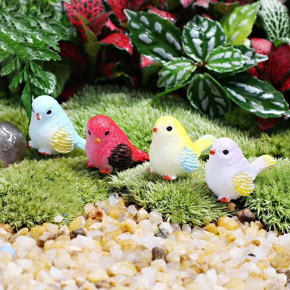 8pcs Miniature Bird Figurines, Mock Animal Toy Mini cute Pet ModelFor Fairy Garden, Moss Micro Landscape