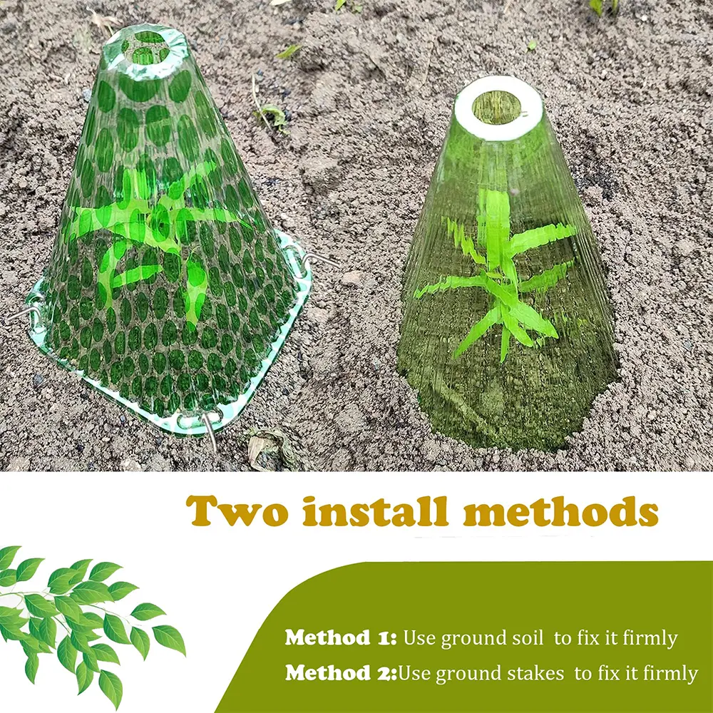 5Pcs Growth Box Planting Tent Reusable Square Use Plant Clock Cover To Protect Plants From Bird Frost and Snail Damage Green