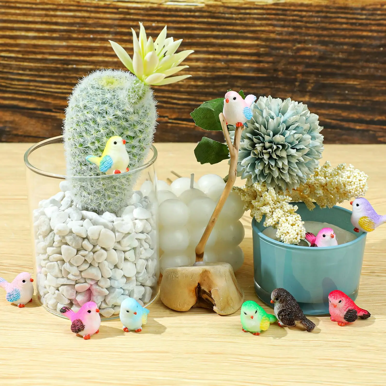 8pcs Miniature Bird Figurines, Mock Animal Toy Mini cute Pet ModelFor Fairy Garden, Moss Micro Landscape