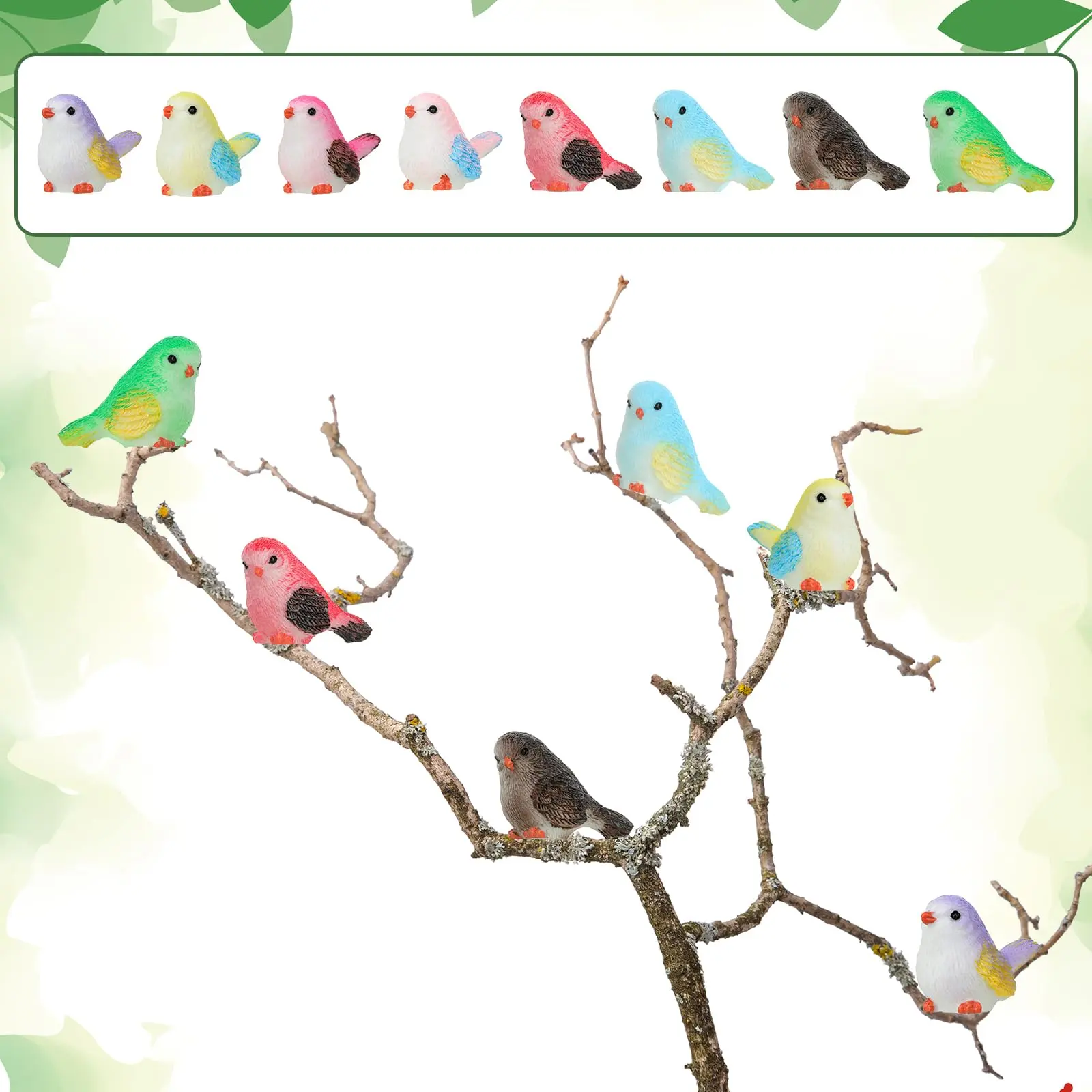8pcs Miniature Bird Figurines, Mock Animal Toy Mini cute Pet ModelFor Fairy Garden, Moss Micro Landscape