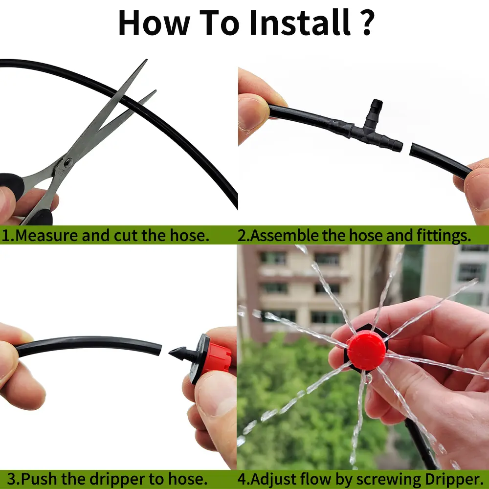 15M-25M Micro Drip Watering Kit Garden DIY Automatic Irrigation System & Adjustable Dripper 4/7'' Hose for Greenhouse