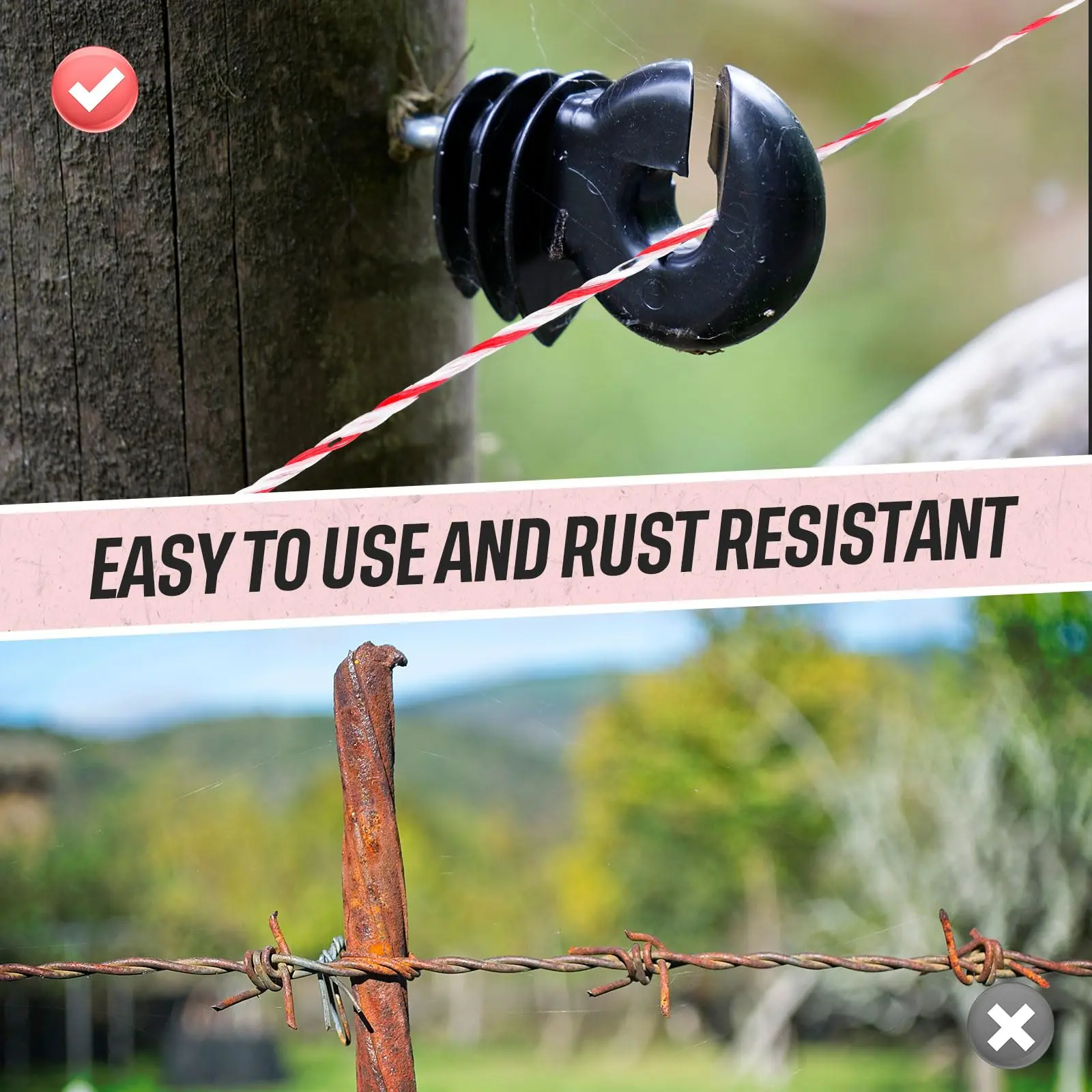 200/500M Roll Electric Fence Rope Polywire with Steel Poly Rope for Horse Animal Fencing Ultra Low Resistance Wire and Accessory