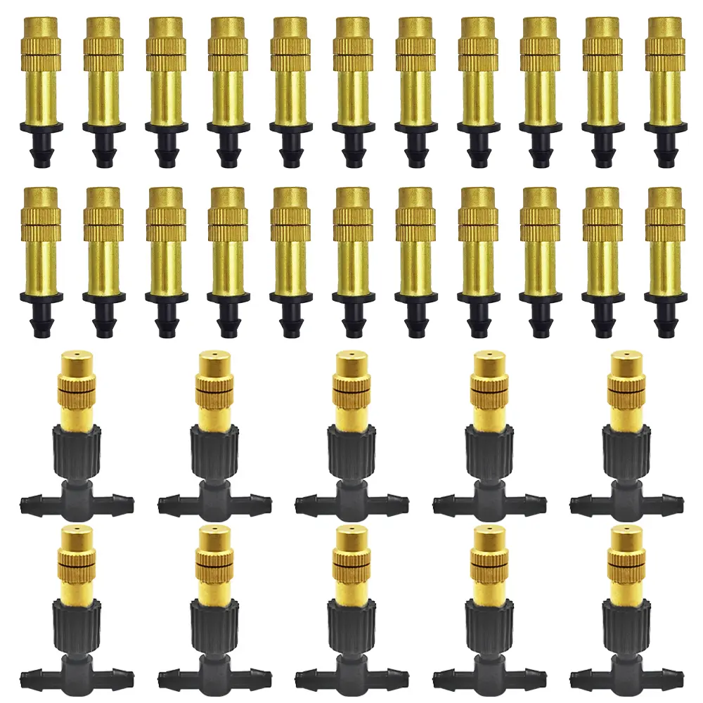 5M-30M Garden Brass Misting Cooling System Irrigation Watering 1/4'' Atomizer Nozzles 4/7mm Hose for Outdoor Greenhouse Pot