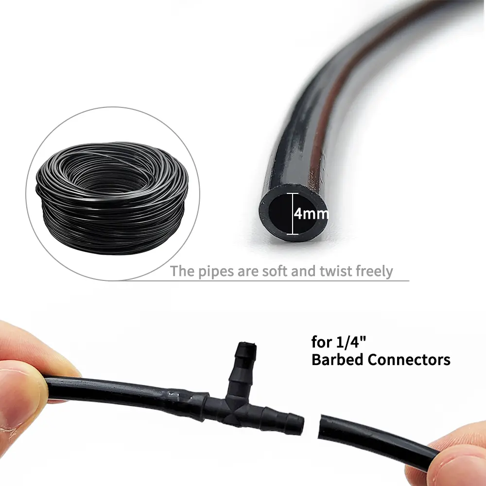 5M-30M Garden Brass Misting Cooling System Irrigation Watering 1/4'' Atomizer Nozzles 4/7mm Hose for Outdoor Greenhouse Pot
