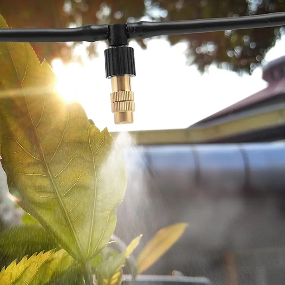 5M-30M Garden Brass Misting Cooling System Irrigation Watering 1/4'' Atomizer Nozzles 4/7mm Hose for Outdoor Greenhouse Pot