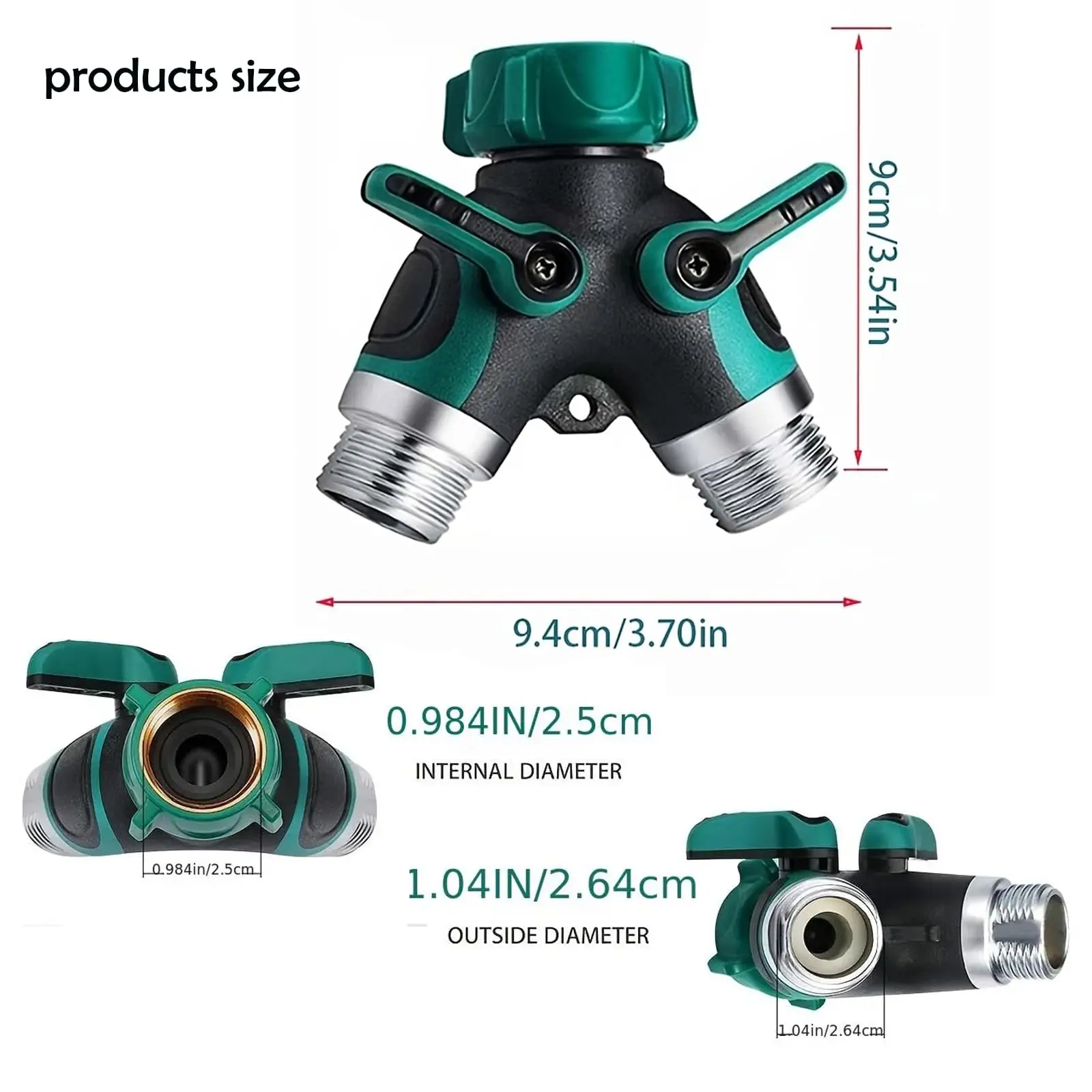 Y-Type Zinc Alloy Hose Splitter Double Way Joint One Split Two Faucet Diverter Garden Accessories Internal Thread Water-Diverter