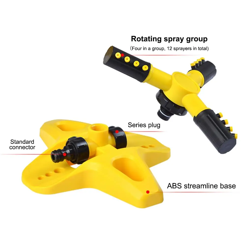 360-degree Automatic Rotating Three-prong Sprinkler Irrigation Rotary Sprinkler Tandem Sprinkler Watering Device