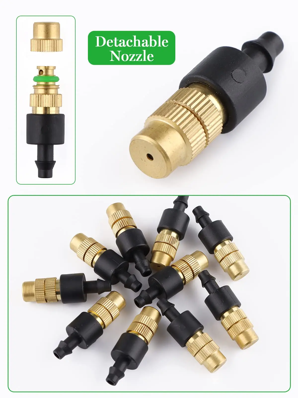 10pcs 4/7PVC Outdoor Misting Cooling System Garden Irrigation Watering 1/4'' Brass Atomizer Adjustable Garden Micro Sprinklers