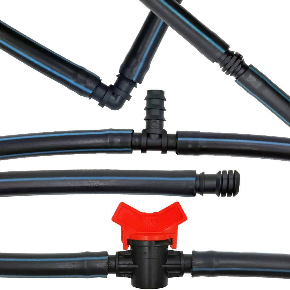 34Pcs 1/2" Drip Irrigation Fittings Kit Straight Tee Elbow Plug For 1/2 Inch 16mm Tubing Garden Watering Hose Connect