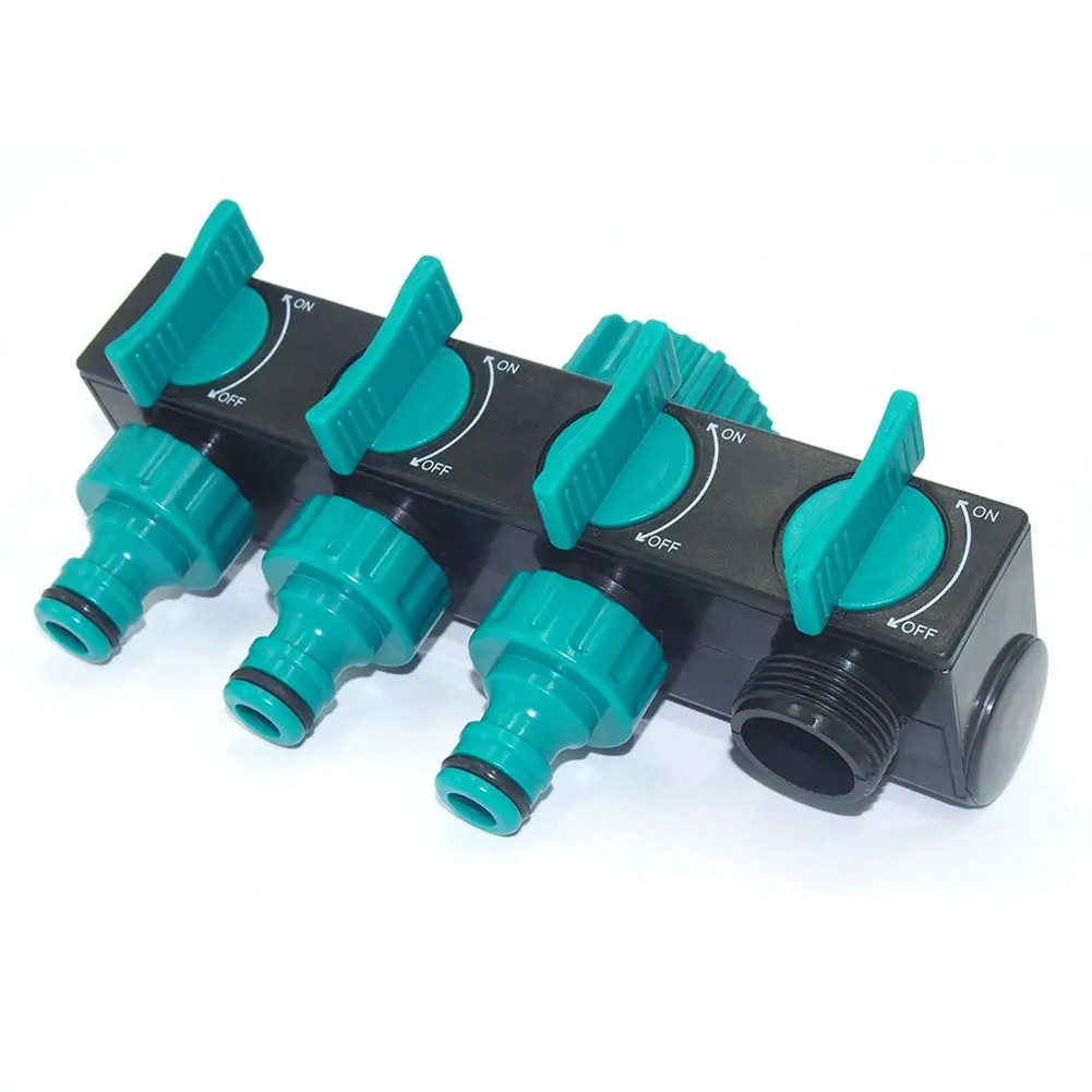 4-Way Water Splitters 1" to 3/4" to 1/2" Thread European Standard Thread Garden Irrigation Watering Connector Fittings Valve