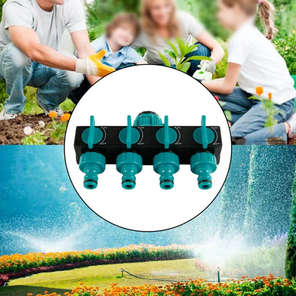 4-Way Water Splitters 1" to 3/4" to 1/2" Thread European Standard Thread Garden Irrigation Watering Connector Fittings Valve