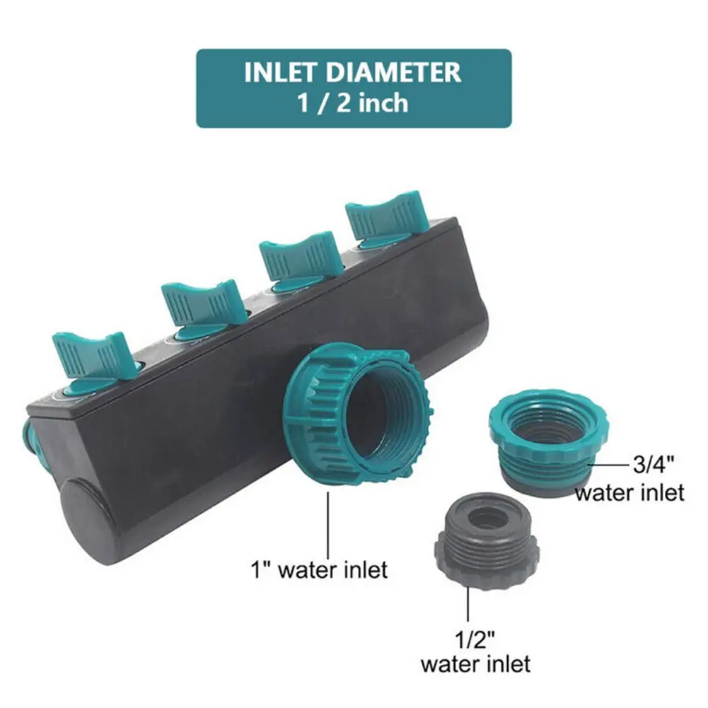 4-Way Water Splitters 1" to 3/4" to 1/2" Thread European Standard Thread Garden Irrigation Watering Connector Fittings Valve