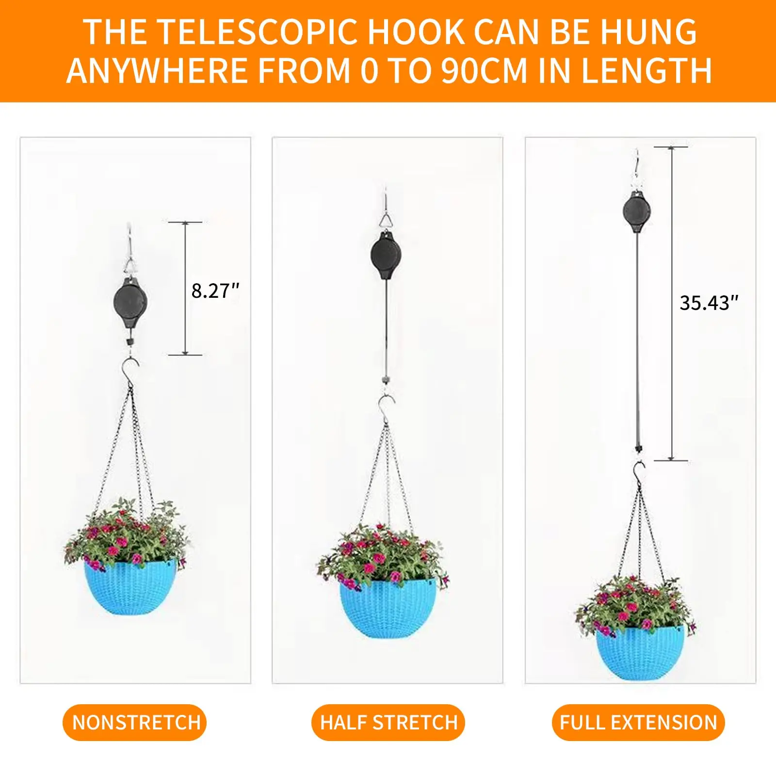 Garden Baskets Pots Hanging Hook Adjustable Lift Plant Pulley Set Retractable Pulley Pull Down Hanger Plants Flower Hanger Hook