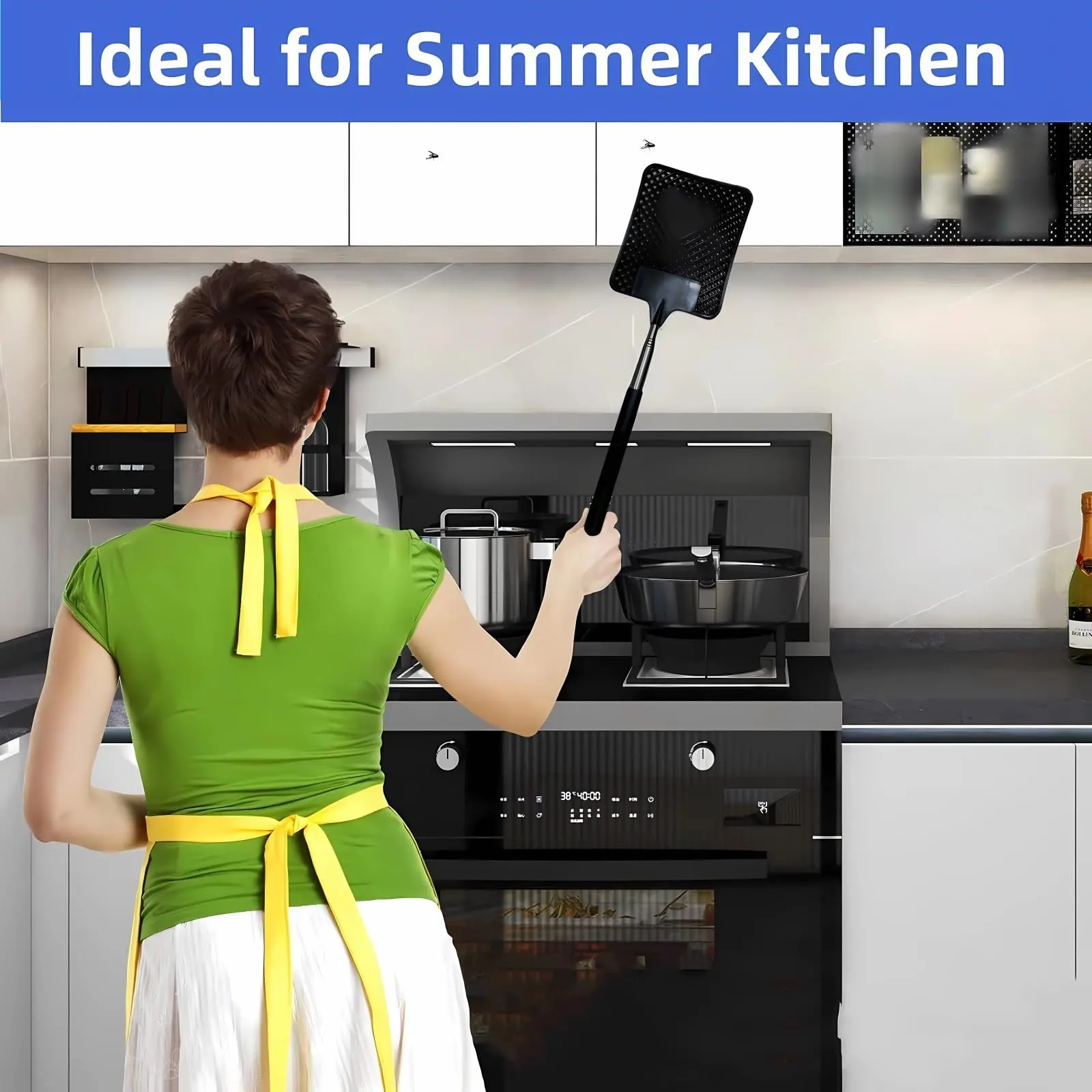 1 Pack Of Black Creative Fly Swatter Mosquito Swatter Stainless Steel Expansion Design Fly Repellent Supplies