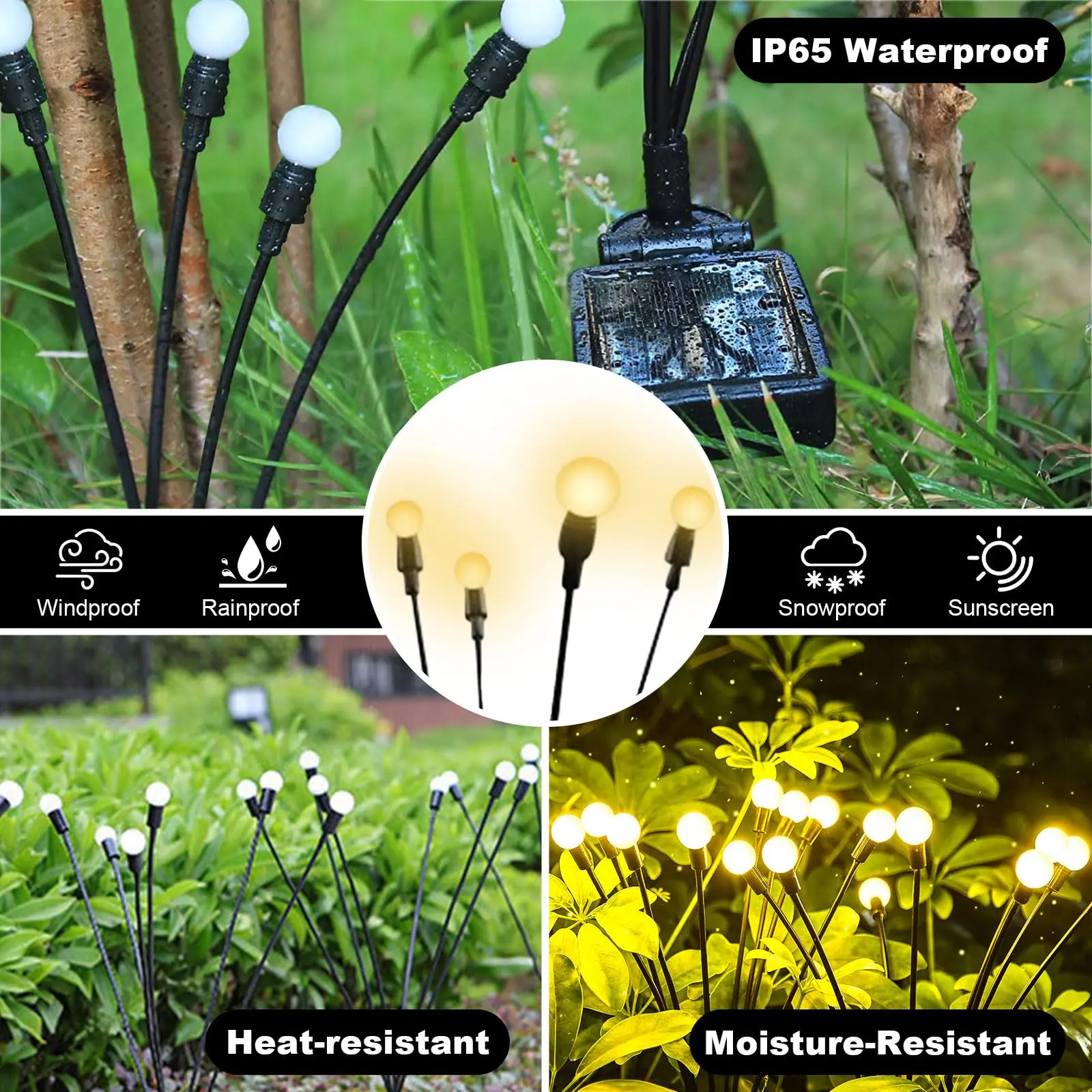 10 Lights Solar Lawn Lamp Garden Lamp, LED Wind-driven FireflyGround Plug Lamp, Garden Ramadan Decoration Festival Lamp